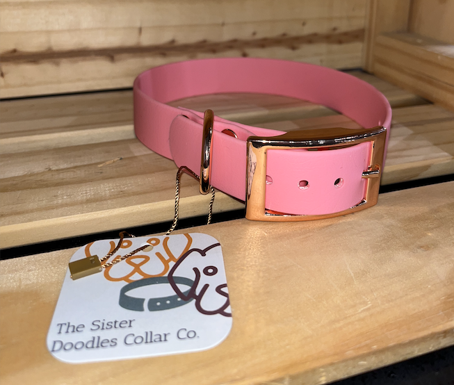 The Sister Doodles Collar Co - Biothane Buckle Collar - Blush with Rose Gold