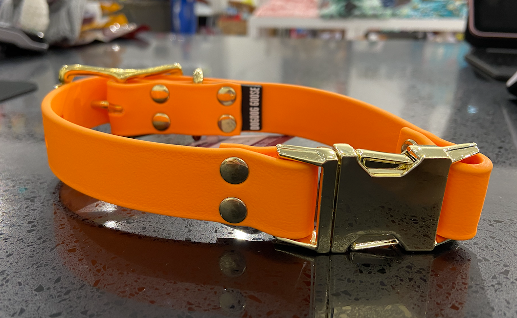 DogDog Goose Biothane Collar - Mango with Brass Buckle