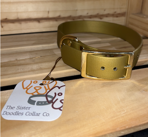 The Sister Doodles Collar Co - Biothane Buckle Collar - Gold with Brass