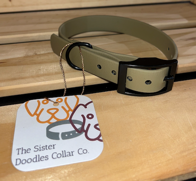 The Sister Doodles Collar Co - Biothane Buckle Collar - Khaki with Black