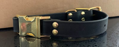 DogDog Goose Biothane Collar - Black with Brass Buckle