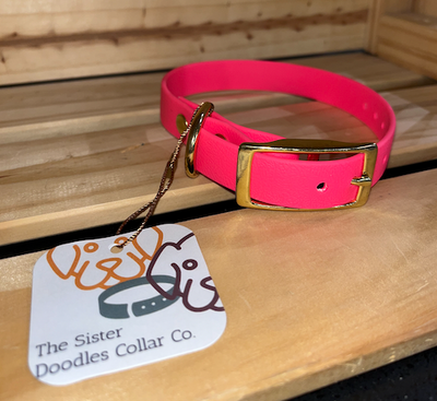 The Sister Doodles Collar Co - Biothane Buckle Collar - Bubblegum with Brass