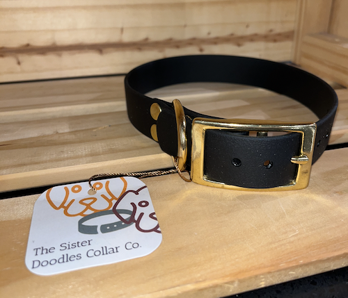 The Sister Doodles Collar Co - Biothane Buckle Collar - Midnight with Brass