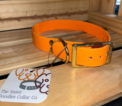 The Sister Doodles Collar Co - Biothane Buckle Collar - Mango with Brass